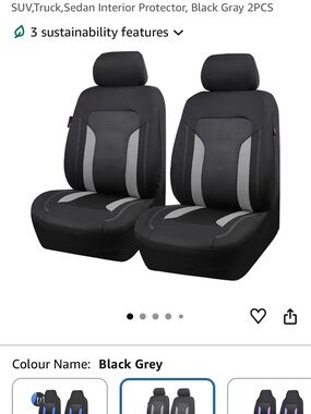 Universal Black & Gray Car Seat Covers - 2 PCS (for seats WITHOUT arm rests)